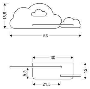 LED Detské nástenné svietidlo s poličkou CLOUD LED/5W/230V ružová/biela