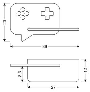 LED Detské nástenné svietidlo s poličkou CONSOLE LED/5W/230V čierna