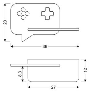 LED Detské nástenné svietidlo s poličkou CONSOLE LED/5W/230V čierna