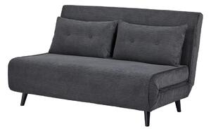 Estila Dizajnové dvojmiestne rozkladacie kreslo Kurt s menčestrovým poťahom v sivej farbe s čiernymi nožičkami 140 cm