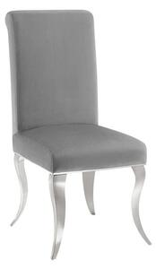 Estila Dizajnová moderná jedálenská stolička Modern Barock so striebornými kabriolovými nohami a sivým zamatovým poťahom 105 cm