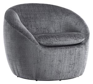 Estila Štýlové art deco okrúhle otočné kreslo Elian so sivým štruktúrovaným poťahom 76 cm