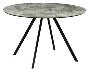 Estila Industriálny okrúhly kovový jedálenský stôl Mefar s vrchnou mramorovou doskou v sivej farbe s čiernymi nožičkami 120 cm