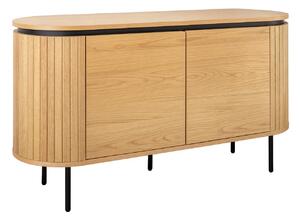 Estila Moderný art deco oválny príborník Maderia s dvomi dvierkami a lamelovým reliéfom v prírodnom hnedom dubovom prevedení 120 cm