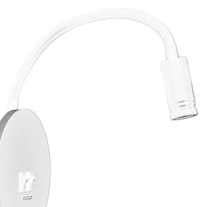 LED Flexibilná nástenná lampička s USB BASE LED/8W+LED/2W/230V biela/strieborná