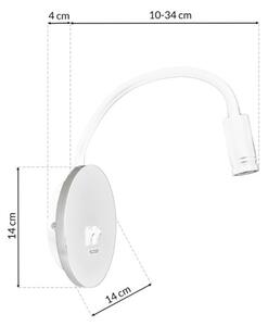 LED Flexibilná nástenná lampička s USB BASE LED/8W+LED/2W/230V biela/strieborná