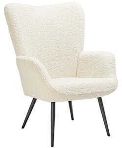 Kreslo Hygge polstrované, ergonomické, nosnosť 150 kg - Bez podnožky, Bouclé krémová/čierna