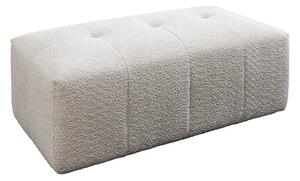Estila Moderná bouclé dvojmiestna obdĺžniková taburetka Queen v šampanskej béžovej farbe s prešívaním 118 cm