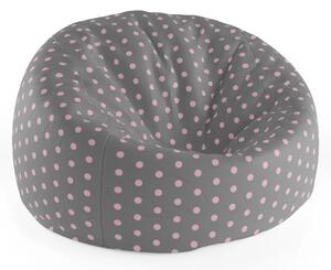 Sablio Sedací vak Cocoon Ružové bodky na šedej - 75 x 45 x 35 cm