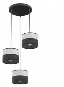 Závesný luster KARBON na lane 3xE27/15W/230V čierna/šedá