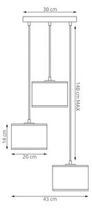 Závesný luster KARBON na lane 3xE27/15W/230V čierna/šedá