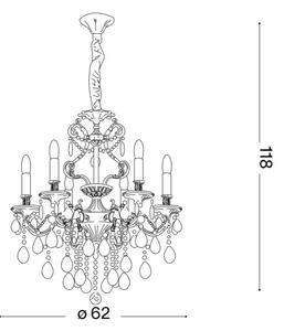 Ideal Lux - Krištáľový luster na reťazi GIOCONDA 6xE14/40W/230V pr. 62 cm zlatá