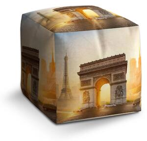 Sablio Taburet Cube Paríž Víťazný oblúk - 40x40x40 cm