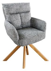 Estila Moderná otočná čalúnená zelená jedálenská stolička Dover s dubovou hnedou podnožou a ženilkovým poťahom 92 cm