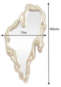 Estila Glamour zlaté asymetrické nástenné zrkadlo Rubia s trojrozmerným lesklým rámom v roztopenom dizajne 150 cm