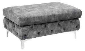 Estila Luxusná glamour taburetka Modern Barock so sivým zamatovým poťahom s chesterfield prešívaním so striebornými nožičkami 92 cm