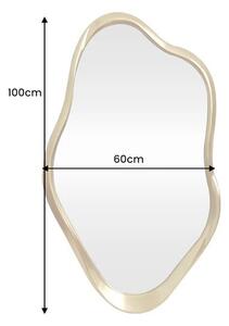 Estila Glamour zlaté závesné zrkadlo Elara v nepravidelnom organickom tvare s plastickým rámom 100 cm
