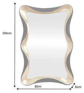 Estila Štýlové glamour obdĺžnikové nástenné zrkadlo Yraj so zvlneným čierno zlatým rámom 120 cm