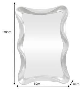 Estila Štýlové glamour strieborné nástenné zrkadlo Yraj so zvlneným rámom 120 cm