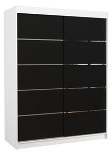 Šatní skříň s posuvnými dveřmi a led osvětlením LUFT Ano 2 bílá černá 6
