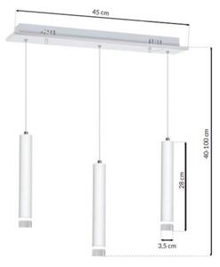 LED Luster na lanku ALBA 3xLED/15W/230V biela