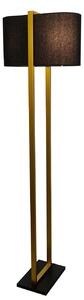 Estila Moderná glamour stojaca lampa Ambient so zlatým kovovým rámom s čiernym textilným tienidlom a obdĺžnikovým podstavcom 160 cm