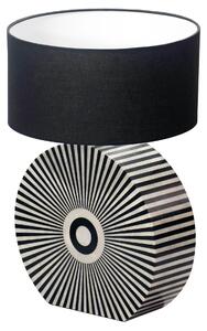 Estila Dizajnová art deco stolná lampa Celia s podstavou s intarziou so vzorom lúčov v čiernej a bielej farbe 62 cm