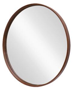 Estila Dizajnové moderné okrúhle nástenné zrkadlo Auri s dreveným rámom v orechovom hnedom prevedení 70 cm