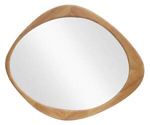 Estila Moderné oválne nástenné dizajnové zrkadlo Auri s rámom organického tvaru vo svetlej hnedej dubovej farbe 89 cm