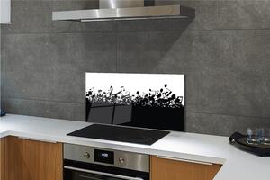 Sklenený obklad do kuchyne Čierna a biela poznámky 100x50 cm