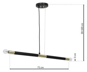 Luster na lanku BASTONE 2xE14/40W/230V čierna/zlatá