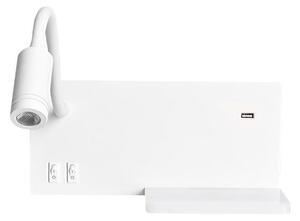 LED nástenné svietidlo SHELF LED/4W+LED/5W+LED/2W/230V + USB port biele