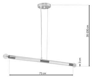 Luster na lanku BASTONE WHITE 2xE14/40W/230V biela/lesklý chróm