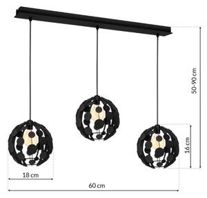 Luster na lanku GAIA 3xE27/60W/230V čierna/hnedá