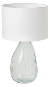 Estila Dizajnová moderná stolná lampa Glassy s priehľadnou nohou zo skla s bielym textilným tienidlom 60 cm