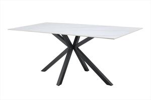 Estila Moderný obdĺžnikový jedálenský stôl Ceramia Blanca s keramickou doskou v dizajne bieleho mramoru s prekríženými nohami 180 cm