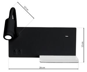 LED nástenné svietidlo SHELF LED/4W+LED/5W+LED/2W/230V čierna