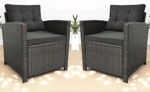 Set dvoch záhradných kresiel z technoratanu SFS020-SC - sivé + sivé vankúše