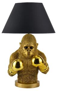 Estila Dizajnová glamour stolná lampa Pop Atelier so zlatou podstavou so sochou opice s boxerskými rukavicami a čiernym tienidlom 55 cm