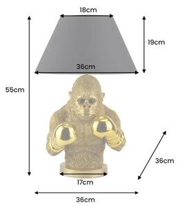 Estila Dizajnová glamour stolná lampa Pop Atelier so zlatou podstavou so sochou opice s boxerskými rukavicami a čiernym tienidlom 55 cm