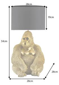Estila Dizajnová glamour stolná lampa Tierra Glam so zlatou podstavou v podobe sochy sediacej opice s čiernym tienidlom 54 cm