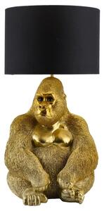 Estila Dizajnová glamour stolná lampa Tierra Glam so zlatou podstavou v podobe sochy sediacej opice s čiernym tienidlom 54 cm