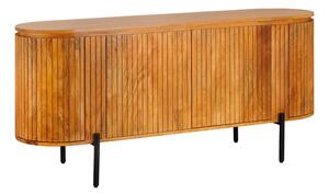 Estila Moderný art deco oválny štvordverový príborník Gatsby z mangového dreva v prírodnej hnedej farbe s lamelovým dekorom 160 cm