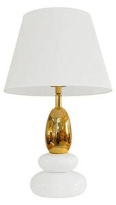 Estila Glamour stolná lampa Caillou s dizajnom okruhliakov v bielej farbe so zlatým detailom s polohovateľným tienidlom 45 cm