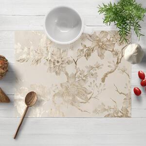 Biante Zamatové prestieranie na stôl Isabela Flower IBL-023 Zlaté kvety na krémovom 30x40 cm