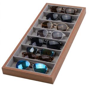 Bambusový organizér na okuliare, box na uloženie 7 okuliarov GLASS