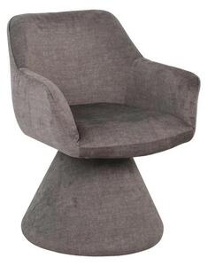 Estila Art deco otočná zamatová jedálenská stolička Sonu s celoplošným čalúnením v hnedosivej farbe s mohutnou nohou a opierkami 62 cm