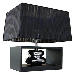 Estila Art deco stolná lampa Galla s polohovateľným organzovým tienidlom a dizajnovou nohou v čiernej a striebornej farbe 35 cm