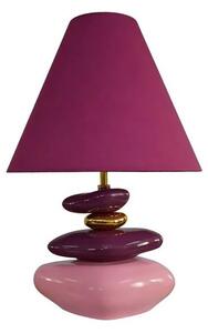 Estila Glamour stolná lampa Caillou v odtieňoch fuksiovej a ružovej so zlatým detailom a organickým dizajnom kameňov 59 cm
