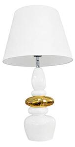 Estila Moderná art deco biela stolná lampa Caillou so zlatým detailom s dizajnom naskladaných kameňov a polohovateľným tienidlom 68 cm